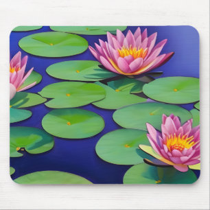 Charming Pink Water Lilies Mouse Pad