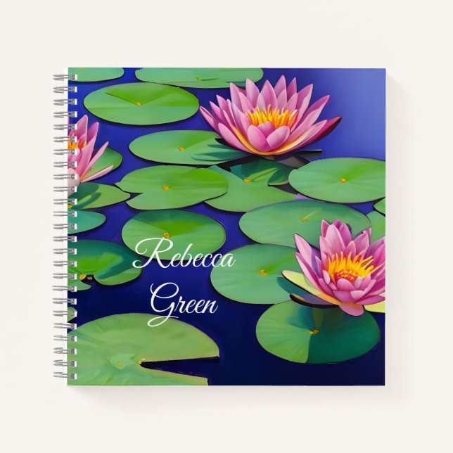 Charming Pink Water Lilies Notebook (Front)