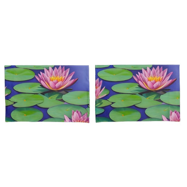 Charming Pink Water Lilies Pillowcase (Front-Set)