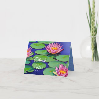 Charming Pink Water Lilies Thank You Card
