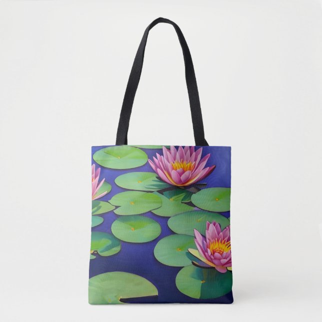 Charming Pink Water Lilies Tote Bag (Front)