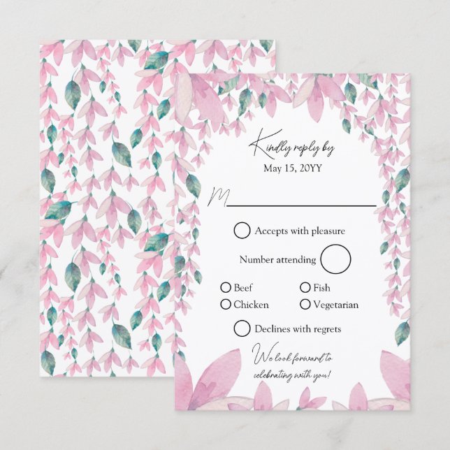 Charming Pink Wisteria RSVP Card (Front/Back)