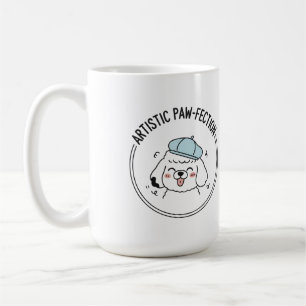Charming Poodle Sketch with Blue Beret Coffee Mug