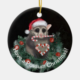 Charming Possum Christmas Ceramic Ornament