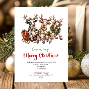 Charming Quirky Animals Christmas Greeting Card  