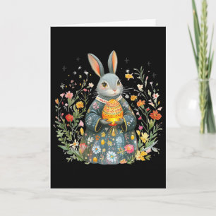 Charming Rabbit Priest- Easter Egg Folk Art Card