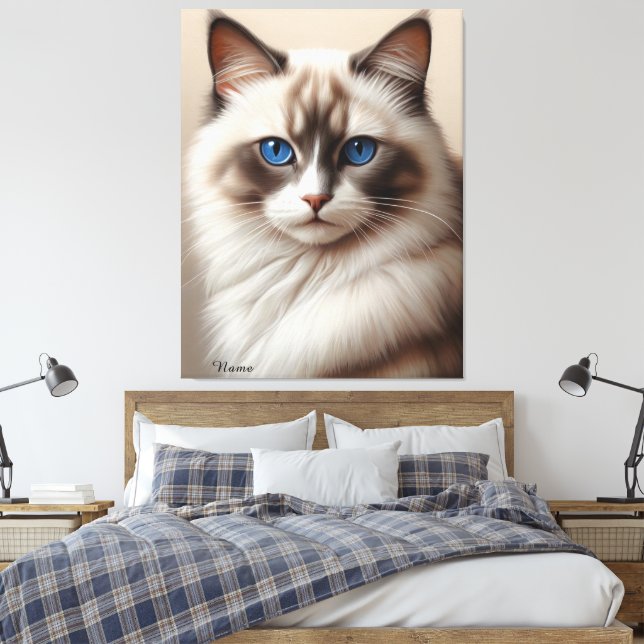 Charming Ragdoll Cat Art Pet Lover Canvas Print (Insitu(Bedroom))