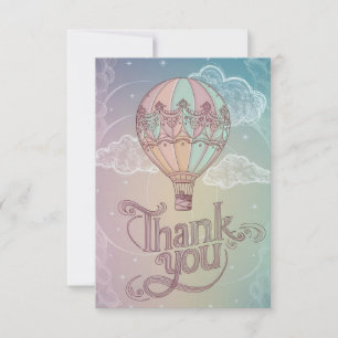 Charming Rainbow Hot Air Balloon Thank You Card