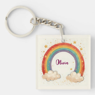 Charming Rainbow with Glowing Stars Keychain