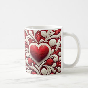 Charming Rea White Hearts Floral Valentine’s Day Coffee Mug