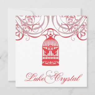 Charming Red Birdcage Wedding Invitation