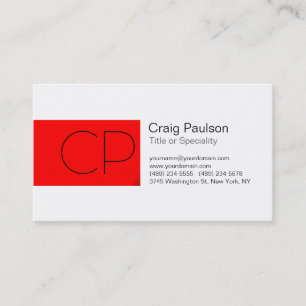 Charming Red Black White Monogram Business Card