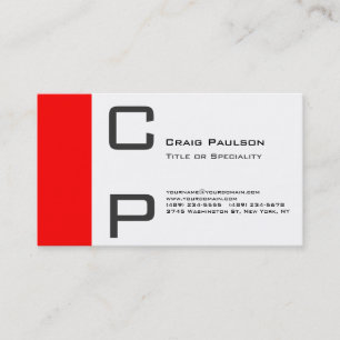 Charming Red Black White Monogram Business Card
