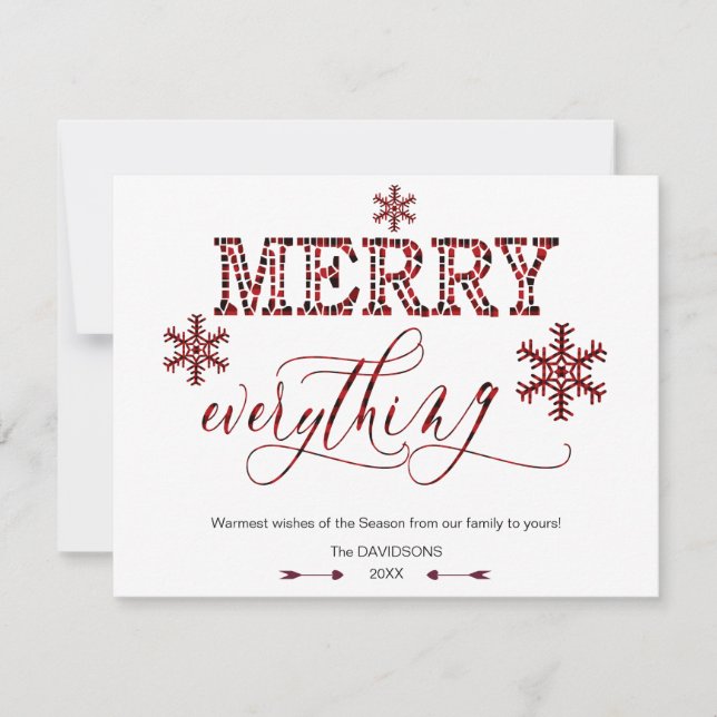 Charming Red Buffalo Holiday MERRY Everything Card (Front)