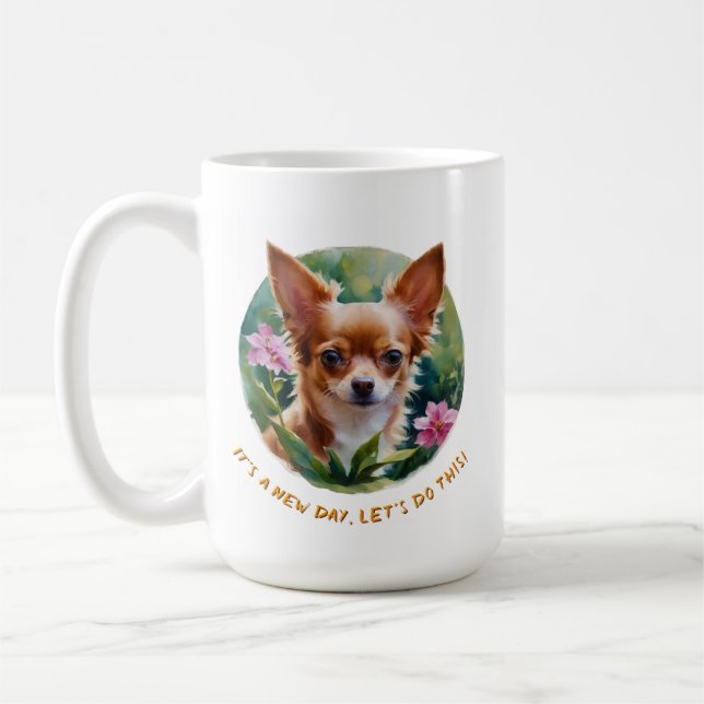 Charming Red Chihuahua Morning Mug (Gauche)
