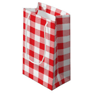 Charming Red Gingham Check Pattern Decorative Small Gift Bag
