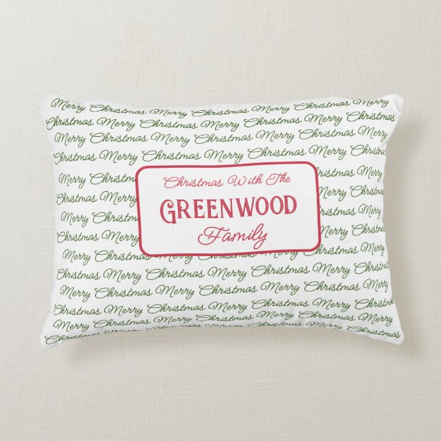 Charming Red & Green Timeless Christmas Accent Pillow (Front)