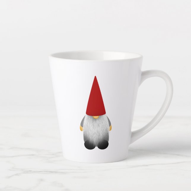 Charming Red Hat Gnome Graphic Design Latte Mug (Right)