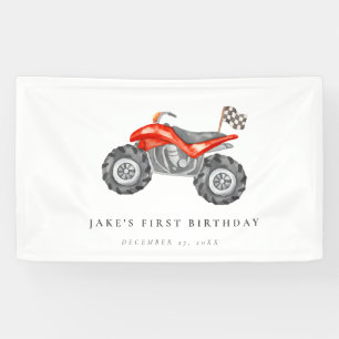 Charming Red Quad Bike Birthday Banner