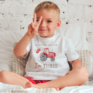 Charming Red Tractor Birthday T-Shirt