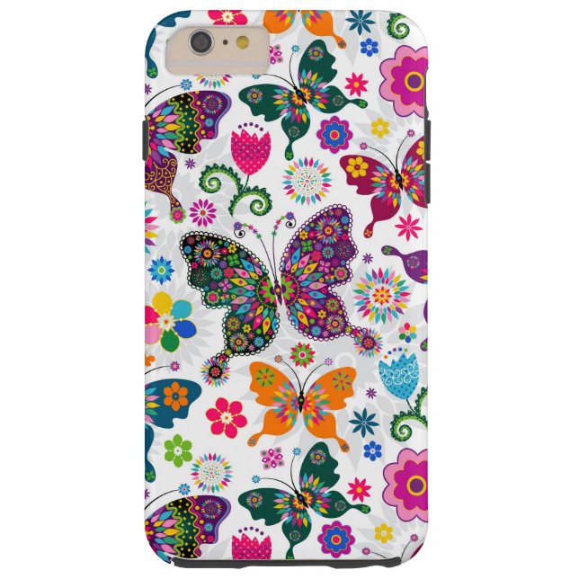 Charming Retro Flowers And Butterflies Pattern Case-Mate iPhone Case (Back)
