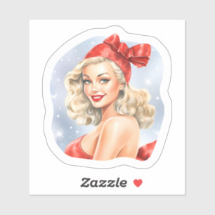 Charming Retro Holiday Sticker With Festive Cheer