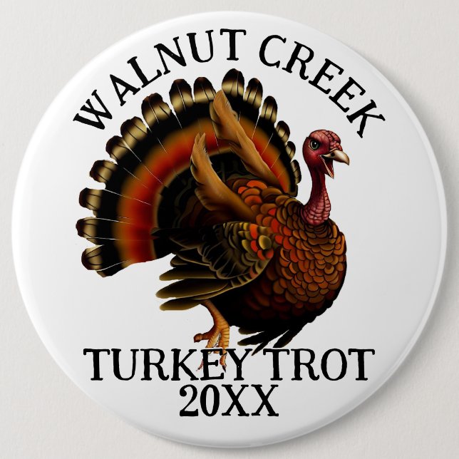 Charming Retro Turkey Trot Race 6 Inch Round Button (Front)