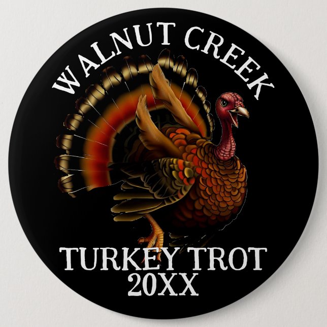 Charming Retro Turkey Trot Race 6 Inch Round Button (Front)