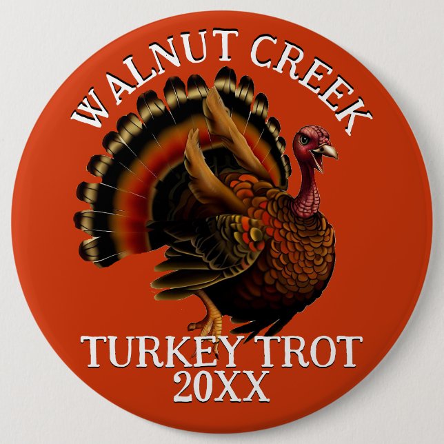 Charming Retro Turkey Trot Race 6 Inch Round Button (Front)