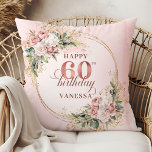 Charming Rose Gold Eucalyptus Floral 60th birthday Throw Pillow<br><div class="desc">✅ For matching items search 36-60 in my collections ✅ Celebrate a special milestone with this elegant 60th birthday pillow featuring watercolor rose gold, dusty pink and blush pink flowers, eucalyptus greenery, and a shimmering gold frame. This boho floral design adds charm and warmth to any space. A beautiful keepsake...</div>