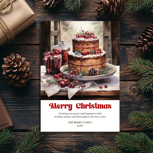 Charming rustic Christmas scene bold typographic  Holiday Card (Charming rustic Christmas scene bold typographic card)