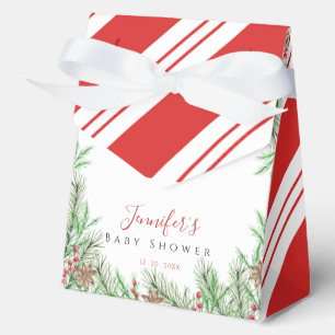 Charming Rustic Christmas Watercolor Baby Shower Favor Box