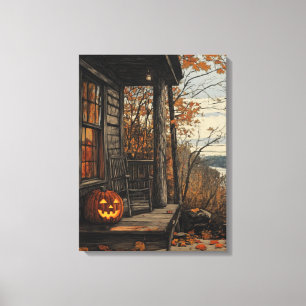 Charming Rustic Halloween Farmhouse Canvas Print