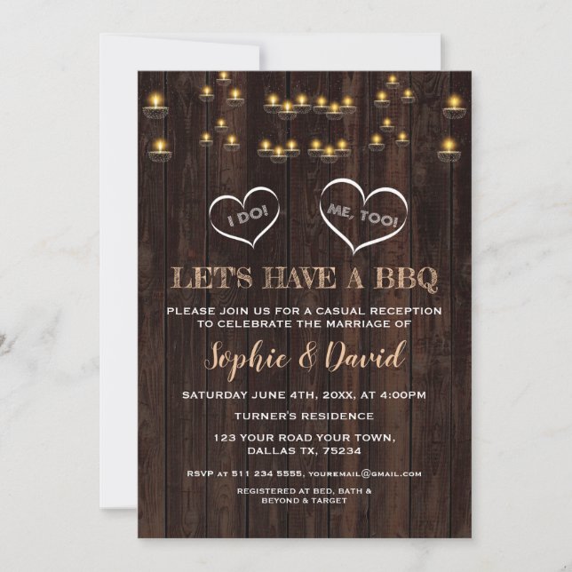 Charming Rustic Lamps Old Barn I DO BBQ Invitation (Front)