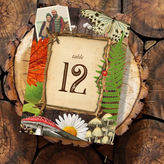 Charming Rustic Woodland Nature Inspired Photo Table Number (Creator Uploaded)