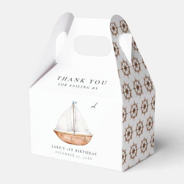 Charming Sailboat Birthday Favor Box (Back Side)