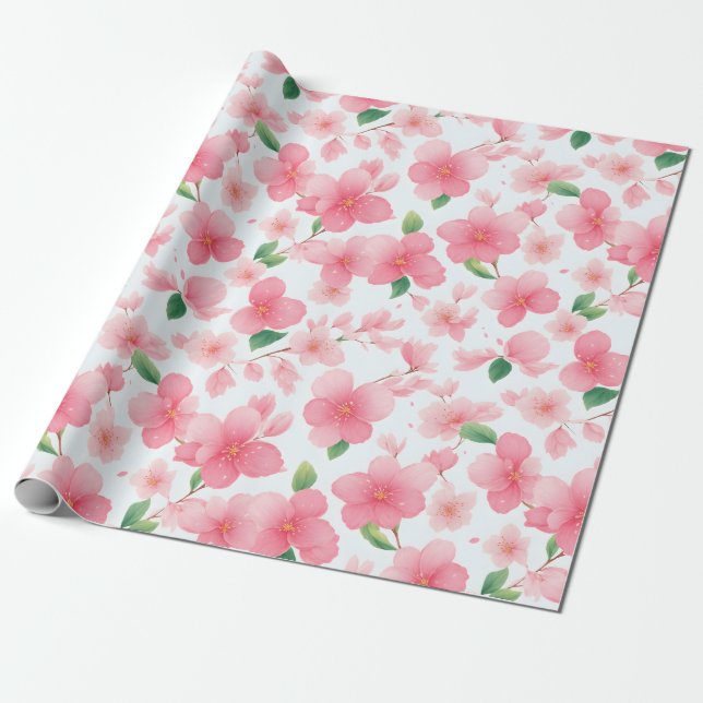 Charming Sakura Blossoms For Special Gifts Wrapping Paper (Unrolled)