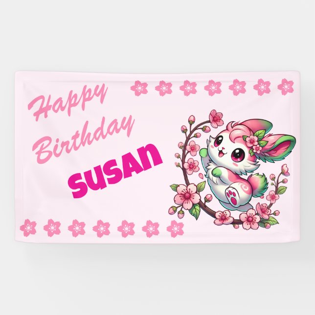 Charming Sakura Bunny Banner (Horizontal)