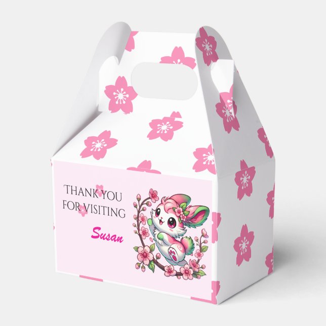 Charming Sakura Bunny Favor Box (Front Side)