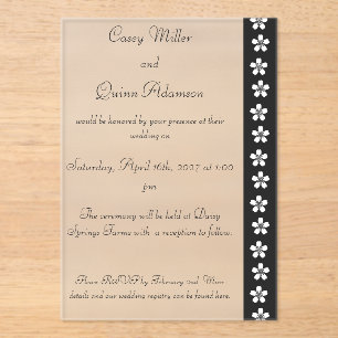 Charming Sakura in Black Acrylic Wedding  Invitations