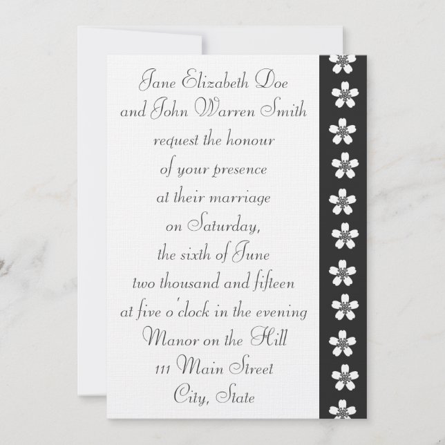 Charming Sakura in Black Wedding Invitation (Front)