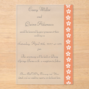 Charming Sakura in Coral Acrylic Wedding  Invitations