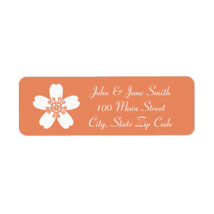 Charming Sakura in Coral Return Address Label
