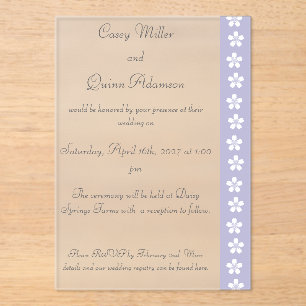 Charming Sakura in Lavender Acrylic Wedding  Invitations