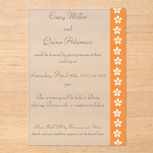 Charming Sakura in Orange Acrylic Wedding  Invitations
