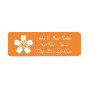 Charming Sakura in Orange Return Address Label