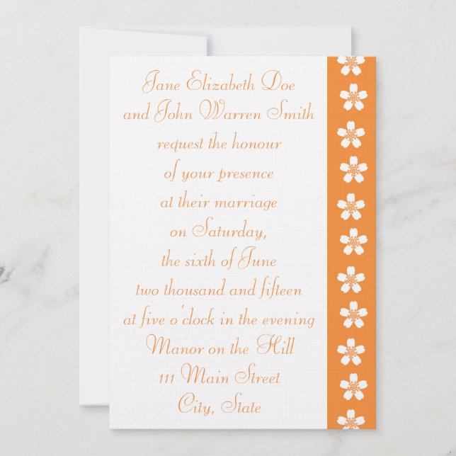 Charming Sakura in Orange Wedding Invitation (Front)