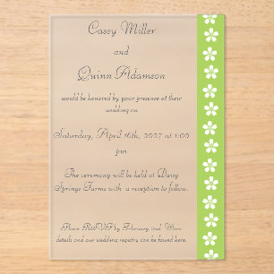 Charming Sakura in Peridot Acrylic Wedding  Invitations