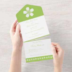 Charming Sakura in Peridot All In One Invitation