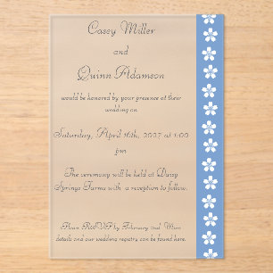 Charming Sakura in Periwinkle Acrylic Wedding Invitations